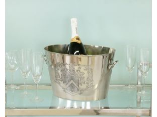 Etched Crest Nickel Champagne Cooler - Cleared