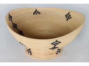 Natural Rattan Footed Bowl w/ Black Detail - Cleared