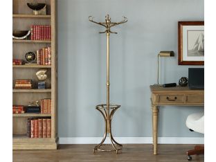 Curved Antique Brass Coatrack - Cleared