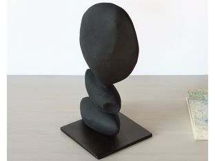 Matte Charcoal Stacked Rocks Sculpture - Cleared
