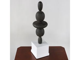 Tall Stacked Rocks Sculpture On Marble Base-Cleared
