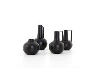 Set of 4 Matte Black Iron Vases - Cleared
