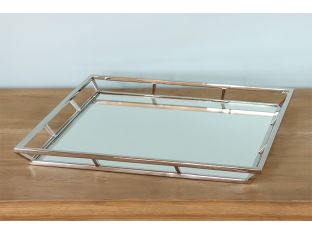 Square Nickel Mirrored Tray - Cleared