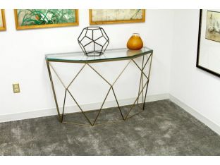 Antique Brass Geometric Console Table