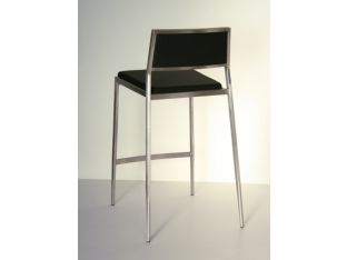 Black Leather and Stainless Steel Counter Chair