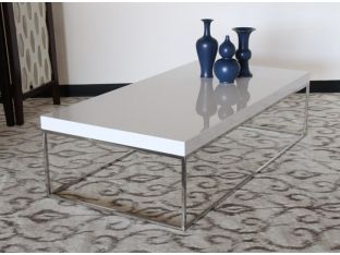High Gloss White and Stainless Steel Rectangular Coffee Table