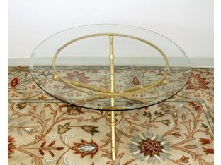 Gold Leaf Bamboo Coffee Table With Glass Top