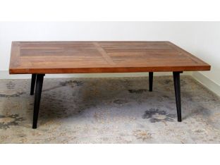 Tapered Iron Leg Coffee Table With Pine Top