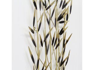 Black And Brass Bamboo Reeds Wall Sculpture 21W X 52H - Cleared Decor 
