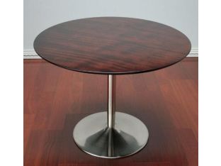 Walnut Top Round Dining Table with Nickel Base