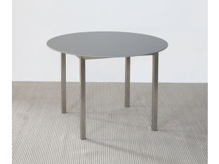 Round Dining Table with Metal Frame and Gray Top