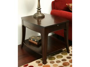 Transitional Walnut End Table with Pull-Out Shelf