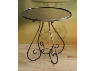 Antiqued Copper Round End Table with Scrolling Legs