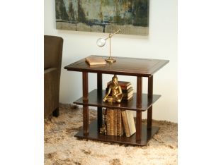 Mahogany End Table with Shelves