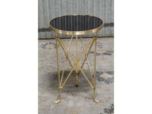 Brass Directoire End Table with Black Granite Top