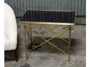 Brass Directoire Entry Table with Black Granite Top