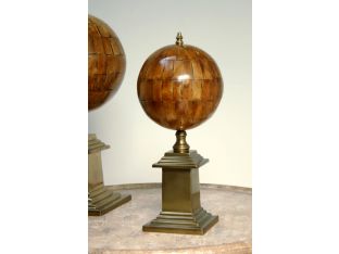 Small Faux Horn Sphere with Antique Brass Base