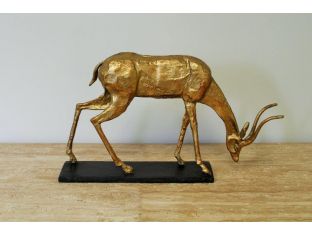 Gold Leaf Curved Horn Oryx Statue - Cleared Décor