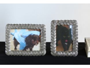 Set of 2 Silver Braided Picture Frames - 4x6 and 5x7