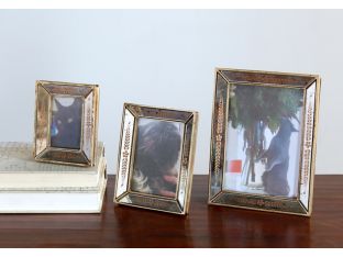 Set of 3 Antiqued Mirrored Picture Frames - 4W x 5H, 5W x 6H, 6W x 8H