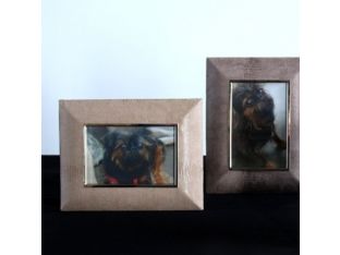 Set of 2 Suede Faux Snakeskin 4x6 Picture Frames
