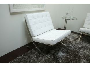 White Leather Barcelona Style Chair