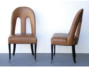 Oly Maude Side Chair with Bronze Leather Upholstery