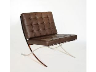 Dark Brown Leather Barcelona Style Lounge Chair