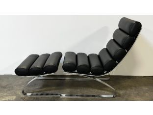 Black Leather Lounge Chair and Ottoman