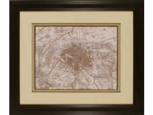 Sepia Map of Paris 26W x 22H