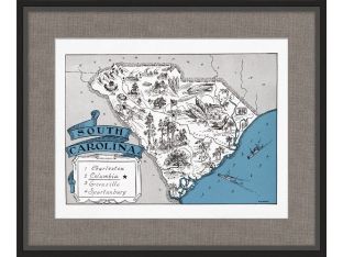 Illustrated Map of South Carolina 26W x 21.5H