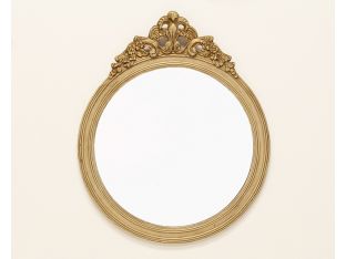 Wooden Round Fleur De Lis Mirror