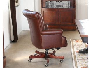Coffee Leather Channel Back Executive Chair