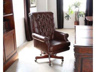 Coffee Leather Tufted Executive Chair