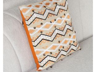 Orange And Ivory Zig Zag Pillow