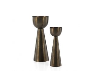 Set of 2 Weathered Brass Planters - Cleared