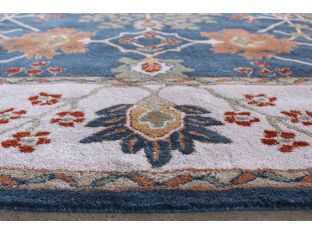9' x 12' Traditional Indian Indigo and Dark Ivory Hand-tufted Wool Rug