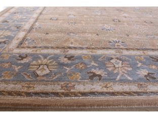 9' x 12' Traditional Indian Tan and Blue Hand-tufted Wool Rug