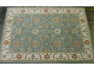 10' x 14' Traditional Indian Blue and Antique White Hand-tufted Wool Rug