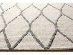 8' x 10' Cream and Light Gray Hand-tufted Wool Grid Rug
