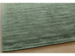 9' X 12' Green Hand Knotted Geometric Carved Rug