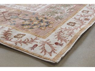 6'7" X 9'4" Camel And Coral Botanical Rug