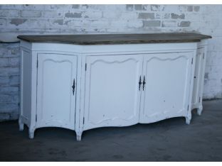 Antique White Distressed Louis Sideboard with Limed Wood Top