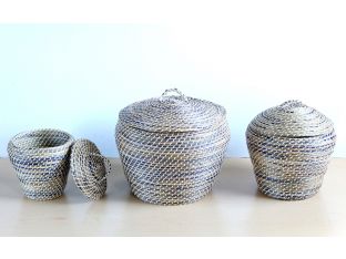 Set of 3 Grecian Lidded Baskets