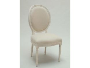 Antique White Oval Louis Side Chair