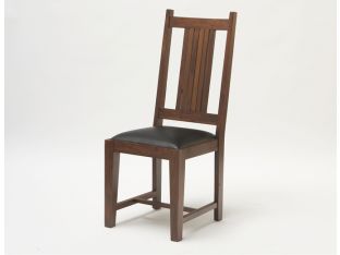 Mission Style Side Chair with Black Leather Seat