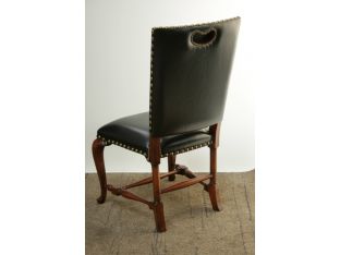 Black Leather Side Chair with Cabriole Legs
