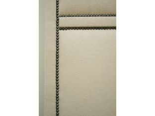 Cream 3-Panel Screen with Small Pewter Nails