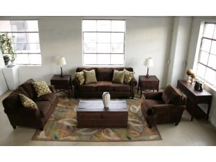 Brown Velvet Transitional Rolled-Arm  Sofa