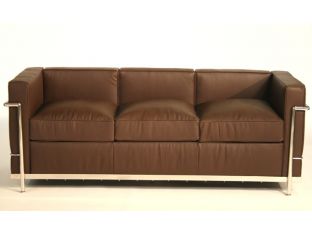 Dark Brown Leather Corbusier Style Sofa